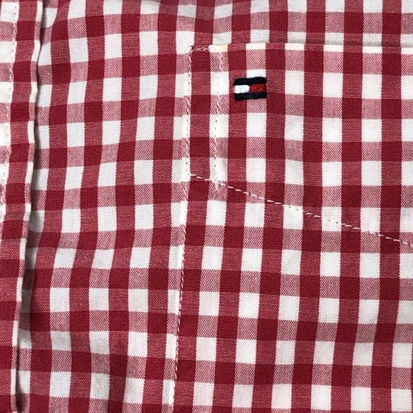 Tommy Hilfiger Button Down Shirt Mens M Red Gingham Checks Long Sleeves Cotton - Picture 6 of 8